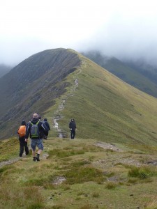 Staff development group leaving Causey Pike. wild things mountain adventures